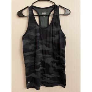 Athleta Womens Tank Top Racerback Camo‎ Running Yoga Stretch Gray Black Medium